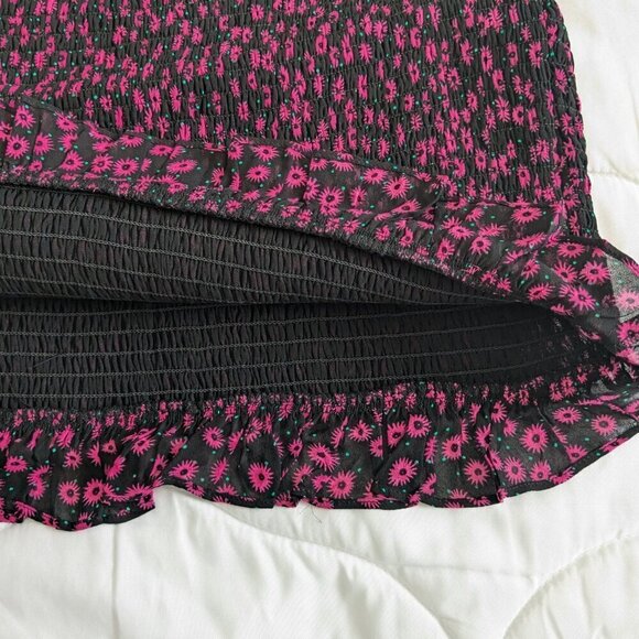 The Kooples Anthropology Mini Skirt Small Pink/Black Ditsy Floral Pull-on NWT - Picture 12 of 16